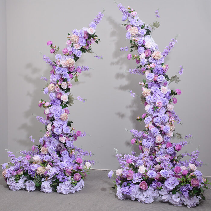 Elegant Mixed Floral Arch with Purple Roses and Hydrangea for Weddings and Events