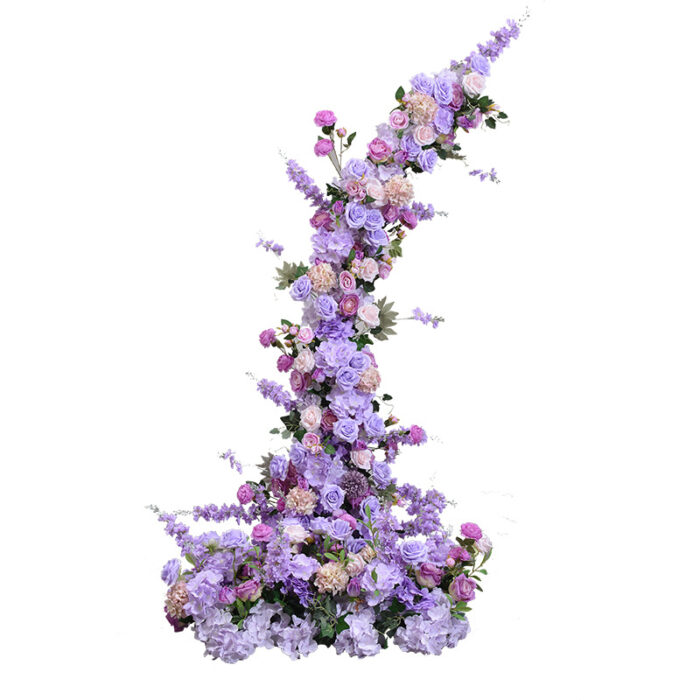 Elegant Mixed Floral Arch with Purple Roses and Hydrangea for Weddings and Events