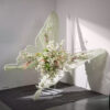 Elegant Organic Butterfly Backdrop with White and Green Gradient for Fresh Themes
