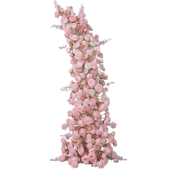 Elegant Pink and White Rose Floral Arch with Hyacinth for Wedding Backdrop Decoration