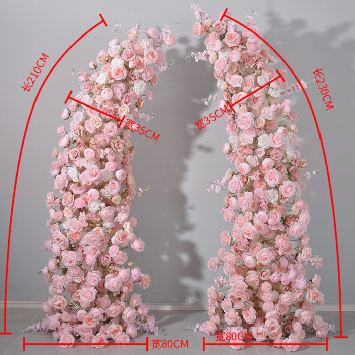 Elegant Pink and White Rose Floral Arch with Hyacinth for Wedding Backdrop Decoration