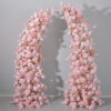 Elegant Pink and White Rose Floral Arch with Hyacinth for Wedding Backdrop Decoration
