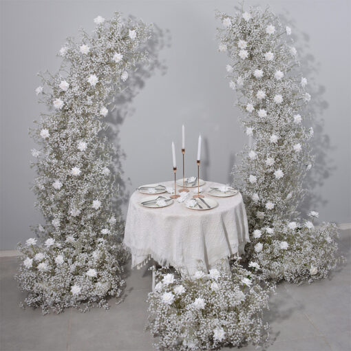 Elegant Rose Wedding Arch with Full Star Floral Backdrop – Wedding Arch Decor