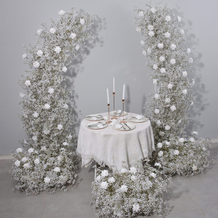 Elegant Rose Wedding Arch with Full Star Floral Backdrop – Wedding Arch Decor