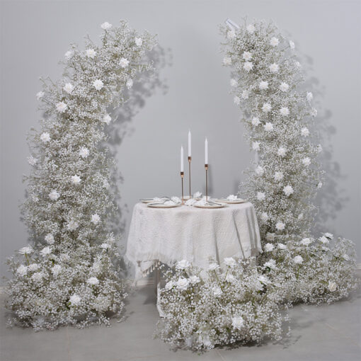 Elegant Rose Wedding Arch with Full Star Floral Backdrop – Wedding Arch Decor