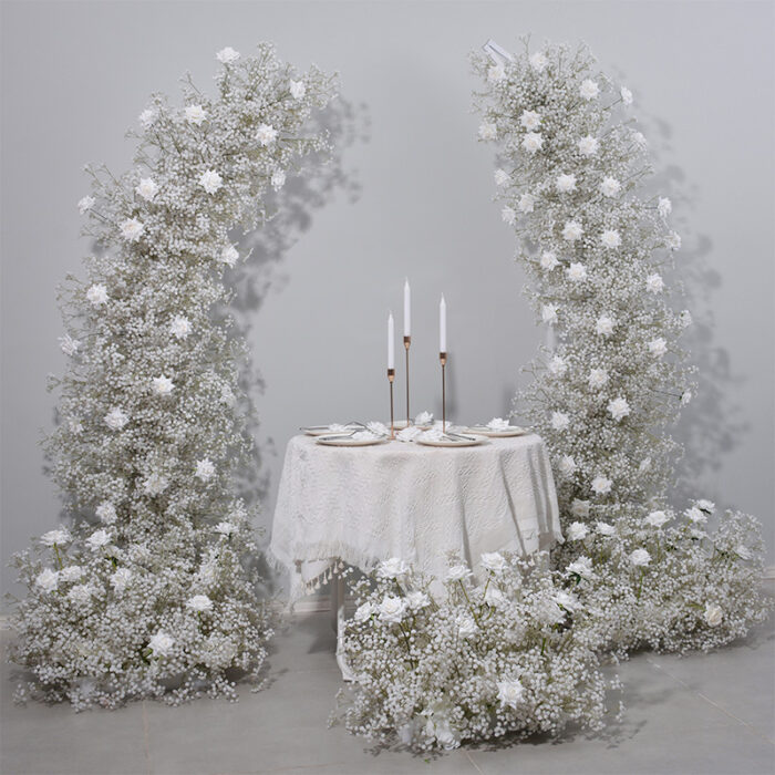 Elegant Rose Wedding Arch with Full Star Floral Backdrop – Wedding Arch Decor