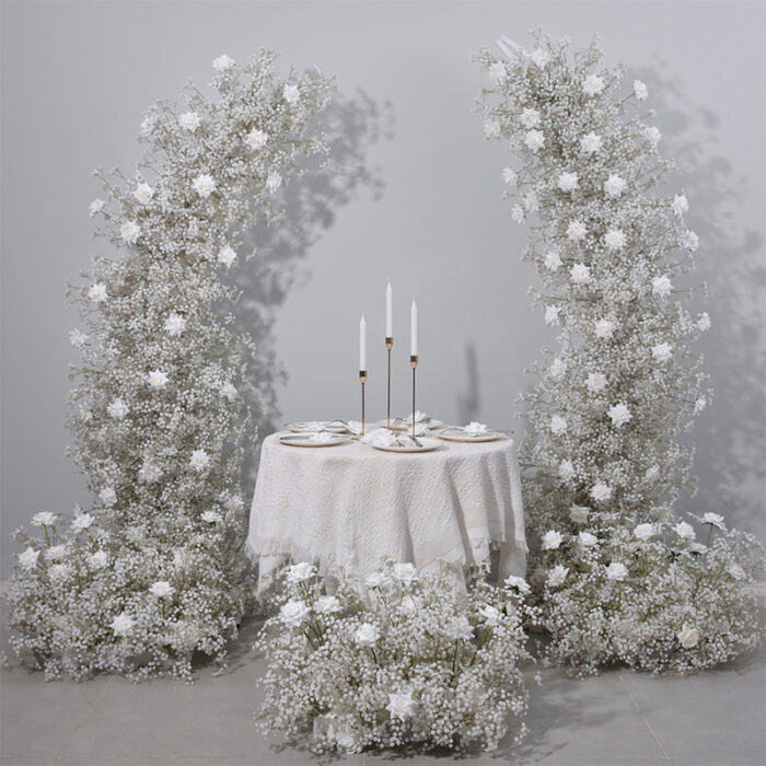Elegant Rose Wedding Arch with Full Star Floral Backdrop – Wedding Arch Decor