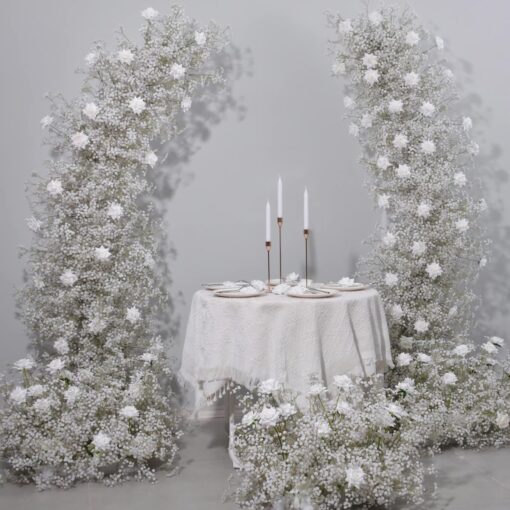 Elegant Rose Wedding Arch with Full Star Floral Backdrop – Wedding Arch Decor