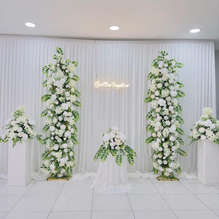 Elegant White Floral Arch Decoration for Weddings | Customizable Arch Design