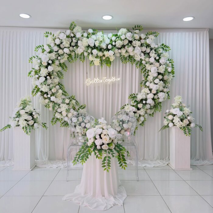Elegant White Floral Arch Decoration for Weddings | Customizable Arch Design