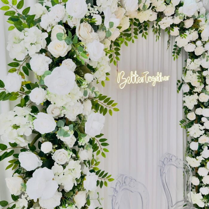 Elegant White Floral Arch Decoration for Weddings | Customizable Arch Design