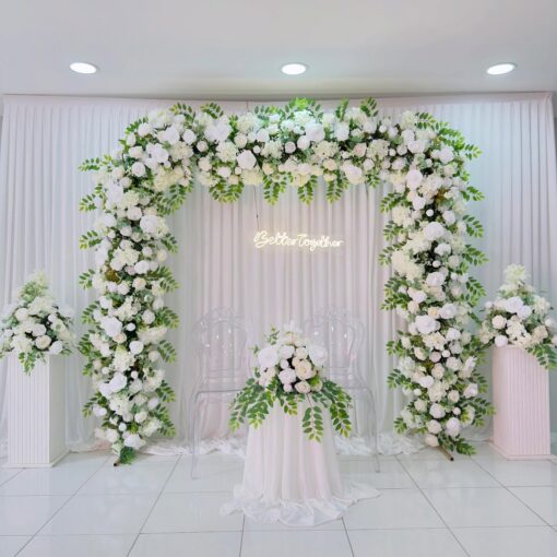 Elegant White Floral Arch Decoration for Weddings | Customizable Arch Design