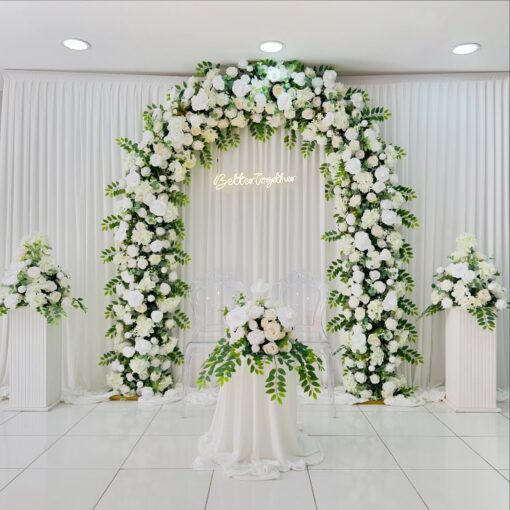 Elegant White Floral Arch Decoration for Weddings | Customizable Arch Design