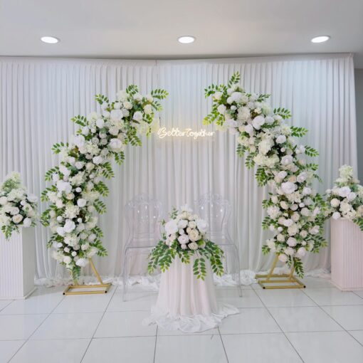 Elegant White Floral Arch Decoration for Weddings | Customizable Arch Design