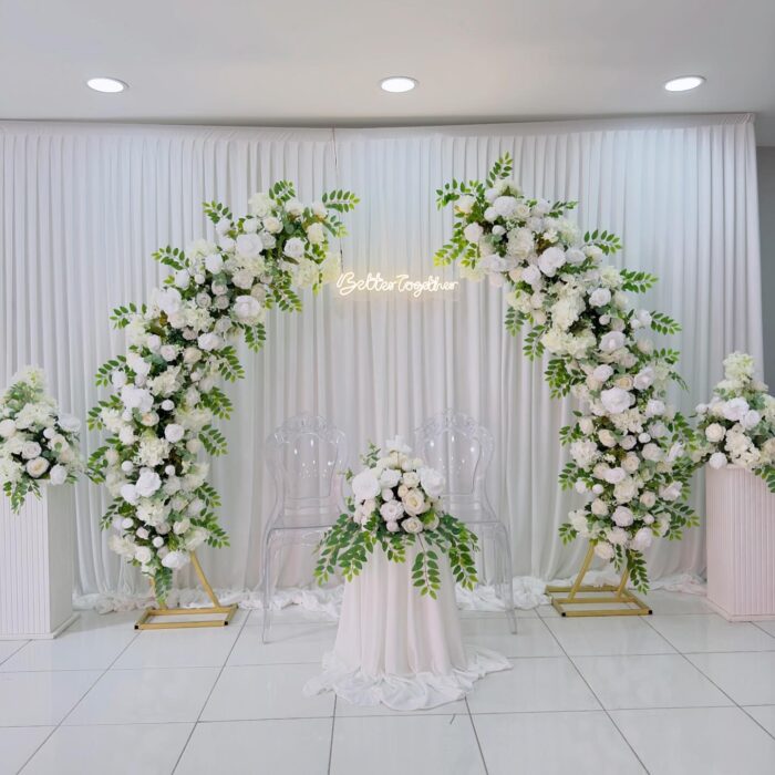 Elegant White Floral Arch Decoration for Weddings | Customizable Arch Design