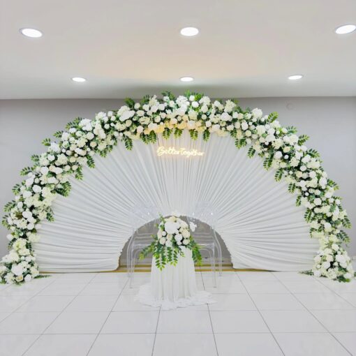 Elegant White Floral Arch Decoration for Weddings | Customizable Arch Design