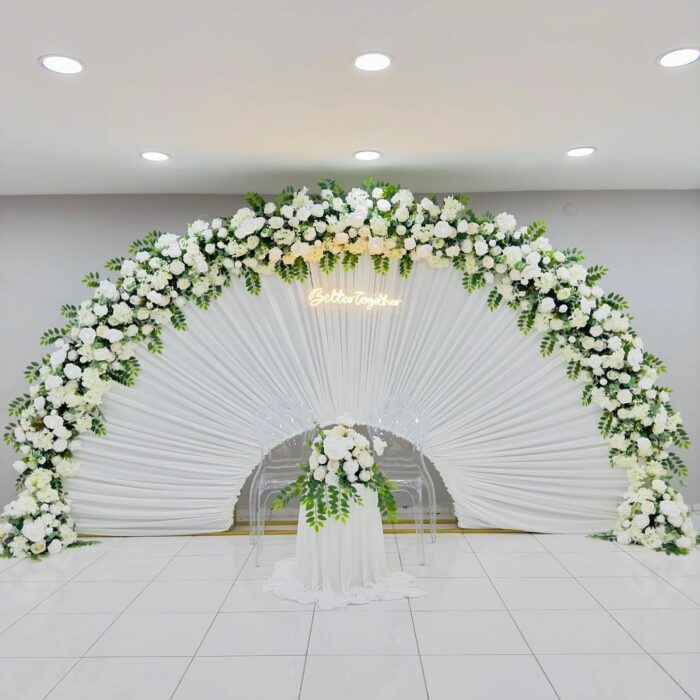 Elegant White Floral Arch Decoration for Weddings | Customizable Arch Design