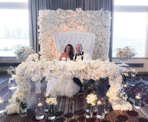 Elegant White Flower Wall for Weddings - Luxury Floral Backdrop for Events