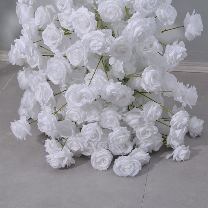 Elegant White Rose Wedding Arch, Floral Backdrop for Ceremony & Reception