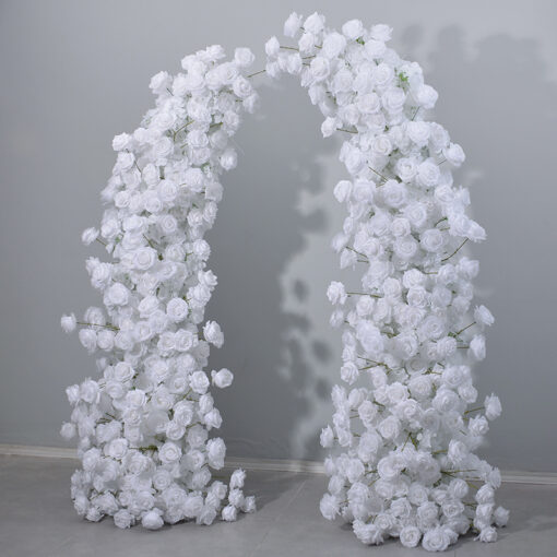 Elegant White Rose Wedding Arch, Floral Backdrop for Ceremony & Reception