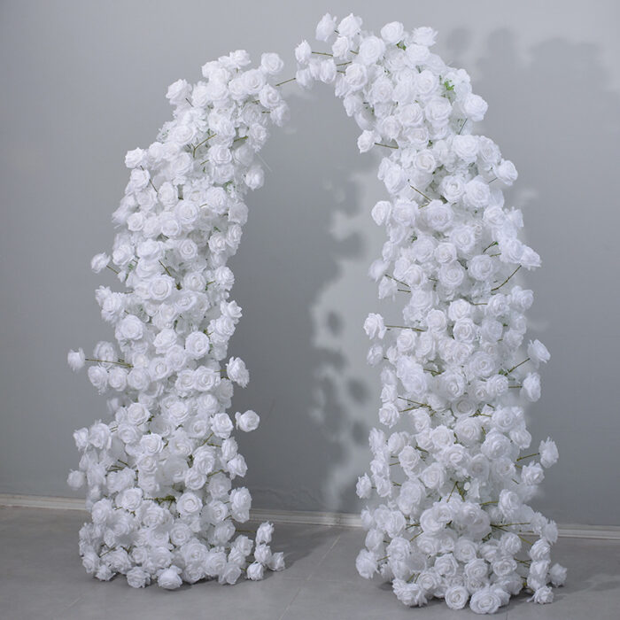 Elegant White Rose Wedding Arch, Floral Backdrop for Ceremony & Reception