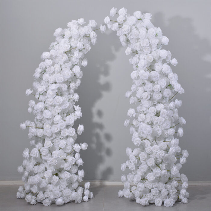Elegant White Rose Wedding Arch, Floral Backdrop for Ceremony & Reception