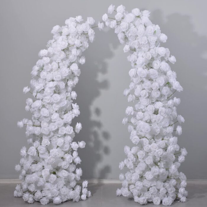 Elegant White Rose Wedding Arch, Floral Backdrop for Ceremony & Reception