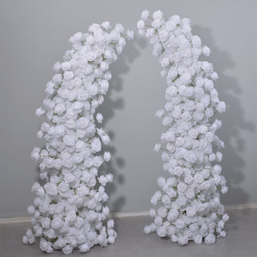 Elegant White Rose Wedding Arch, Floral Backdrop for Ceremony & Reception