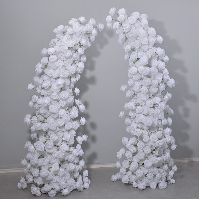 Elegant White Rose Wedding Arch, Floral Backdrop for Ceremony & Reception