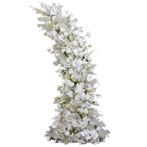 Elegant White and Ivory Wedding Arch Flowers with Greenery Swags for Wedding Backdrops