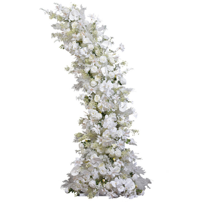 Elegant White and Ivory Wedding Arch Flowers with Greenery Swags for Wedding Backdrops