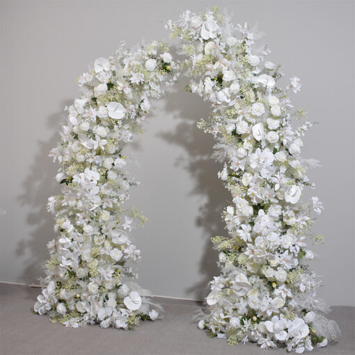 Elegant White and Ivory Wedding Arch Flowers with Greenery Swags for Wedding Backdrops