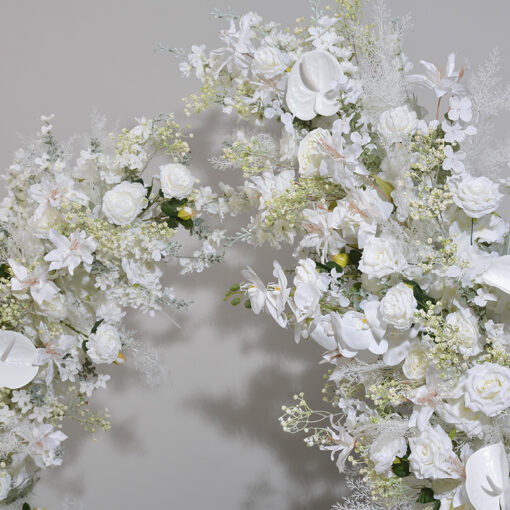 Elegant White and Ivory Wedding Arch Flowers with Greenery Swags for Wedding Backdrops