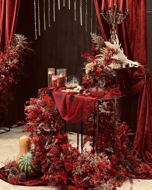 Elegant Yalda Night Backdrop with Drapes for a Luxurious Wedding