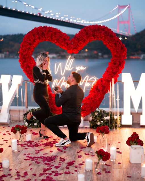 Enchanting Flower Decoration Heart Arch with Red Roses for Your Proposal Day