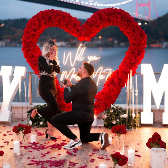 Enchanting Flower Decoration Heart Arch with Red Roses for Your Proposal Day