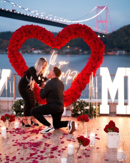 Enchanting Flower Decoration Heart Arch with Red Roses for Your Proposal Day
