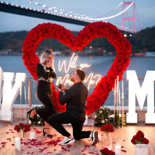 Enchanting Flower Decoration Heart Arch with Red Roses for Your Proposal Day