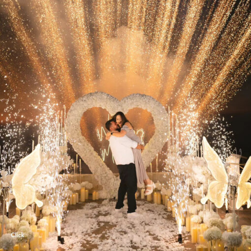 Exquisite White Heart-Shaped Rose Arch for Your Dreamy Proposal