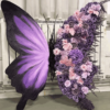 Fairy Tale-Inspired Purple Butterfly Backdrop with Pastel and Lavender Floral Details