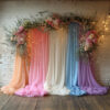 Floral Arch Backdrop with Silk Scarves in Various Colors for Makeup in Turkey