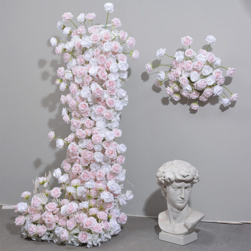 Floral Wedding Arch with Pink and White Roses – Complete Set with Frame for Wedding Backdrop