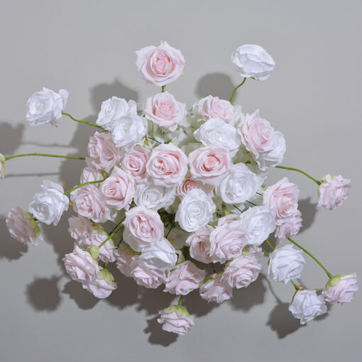 Floral Wedding Arch with Pink and White Roses – Complete Set with Frame for Wedding Backdrop