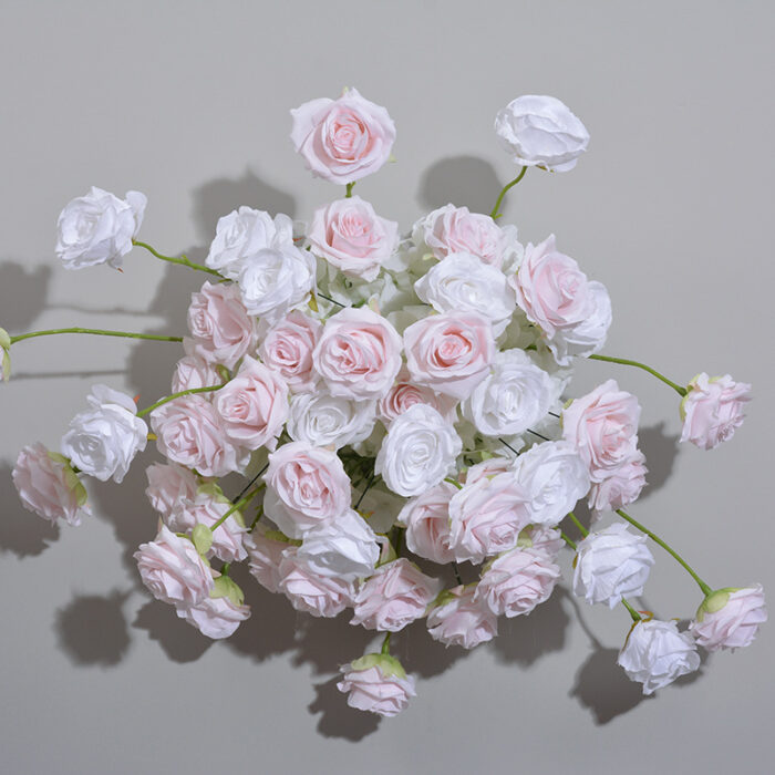 Floral Wedding Arch with Pink and White Roses – Complete Set with Frame for Wedding Backdrop