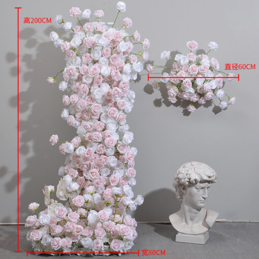 Floral Wedding Arch with Pink and White Roses – Complete Set with Frame for Wedding Backdrop