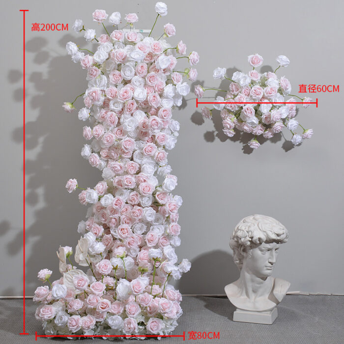 Floral Wedding Arch with Pink and White Roses – Complete Set with Frame for Wedding Backdrop
