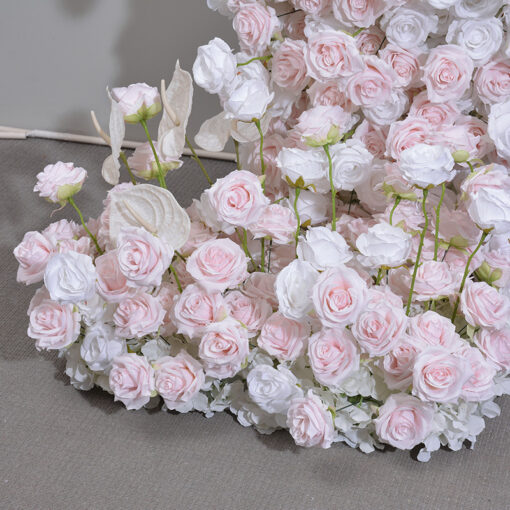 Floral Wedding Arch with Pink and White Roses – Complete Set with Frame for Wedding Backdrop