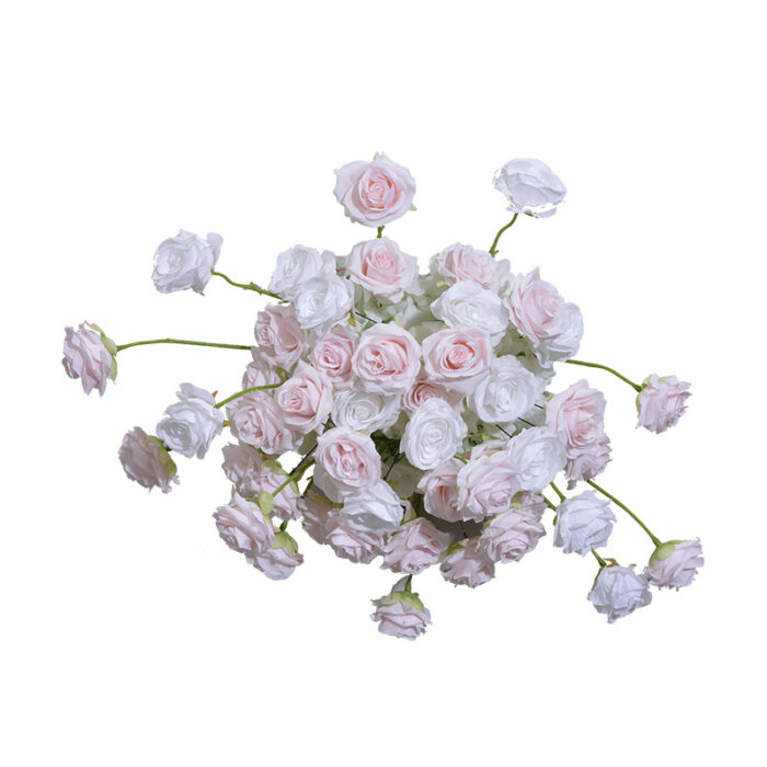 Floral Wedding Arch with Pink and White Roses – Complete Set with Frame for Wedding Backdrop