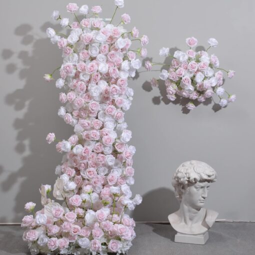 Floral Wedding Arch with Pink and White Roses – Complete Set with Frame for Wedding Backdrop