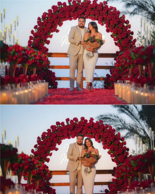 Glamorous Round Arch with Soft Roses for an Elegant Proposal